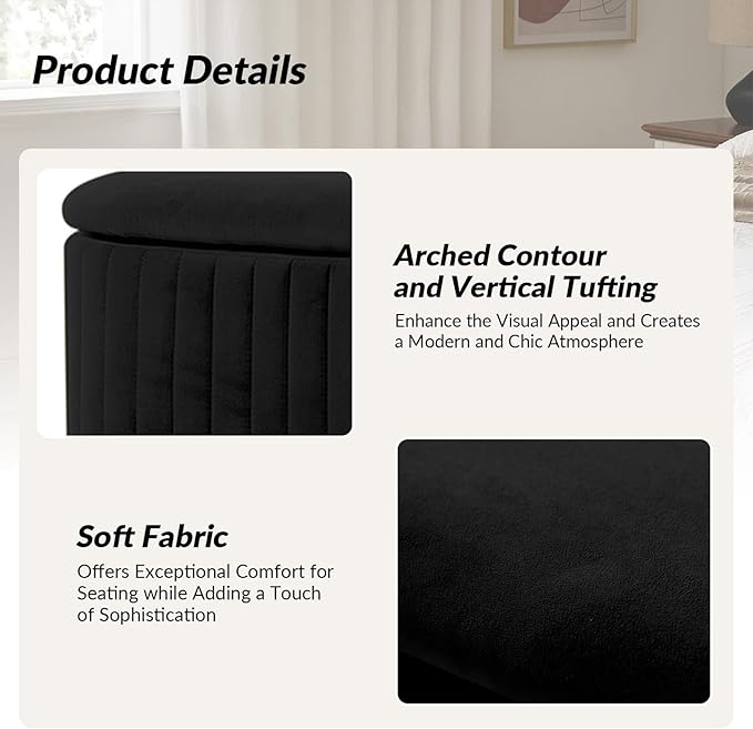 50.5” Velvet Storage Ottoman Bench with Gold-Toned Legs, Luxury Upholstered End of Bed Multi-Functional Footrest & Seat for Bedroom & Entryway
