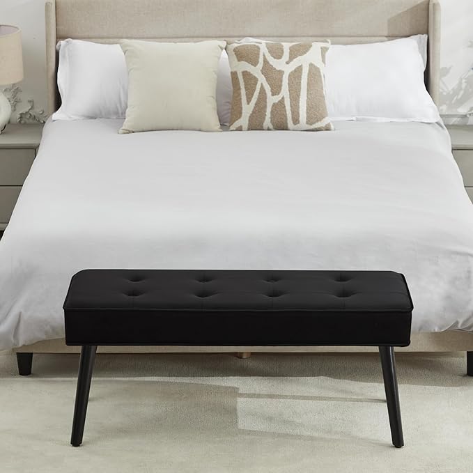40'' Upholstered Bench, Entryway Ottoman with Wooden Legs for Living Room, End of Bed Bench