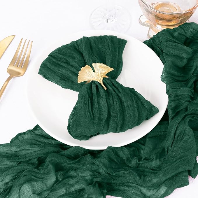 DeZerlor 20 Pack Emerald Green Cheesecloth Napkins Summer Cloth Napkins Set of 20 Dinner Napkins Bulk 21x21 Inches for Wedding Bridal Shower Baby Shower Parties