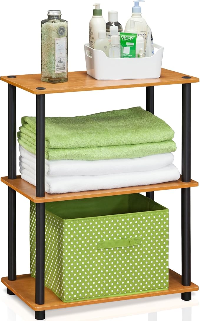 Furinno Shelves Industrial Multipurpose Side Table, Marble White