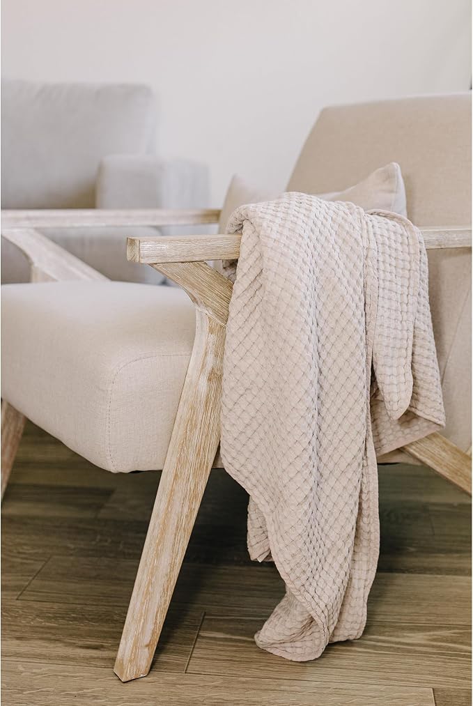 Konssy Waffle Baby Blanket - Soft & Cozy Nursery Swaddle Blanket, Lightweight Toddler Throw for Boys & Girls, Ideal for Wrapping (Oat)