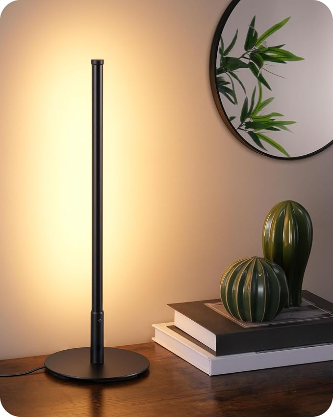 EDISHINE Upgraded LED Table Lamp, Stepless Dimmable Bedside Lamp with 3 Color Temperature, Modern Nightstand Lamp, Desk Lamp for Bedroom, Living Room, Corner, Gift, Metal Finish, Black, 6W
