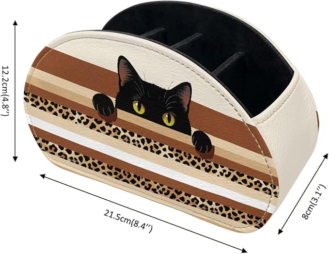 Creative Cat Stripe Print TV Remote Control Organizer, Office Desk Organizer,Storage for Controllers/Media Players/Glasses/Cosmetic Brushs/Pens,Nightstand/Couch/Home Accessory