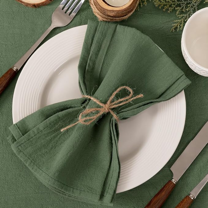 Socomi Cloth Napkins Green Summer Washable Reusable Bulk Linen Cotton Napkins Set of 20 17"x17" for Wedding Party Bridal Baby Shower Birthday Dining Table Decorations