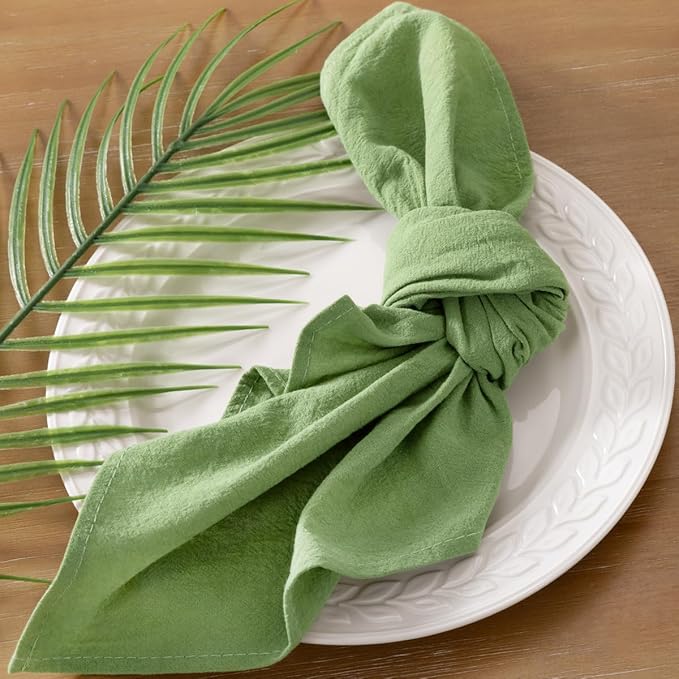 Socomi Cloth Napkins Sage Green Summer Washable Reusable Bulk Linen Cotton Napkins Set of 20 17"x17" for Wedding Party Bridal Baby Shower Birthday Dining Table Decorations