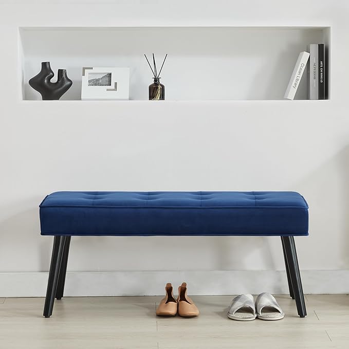 40'' Upholstered Bench, Entryway Ottoman with Wooden Legs for Living Room, End of Bed Bench