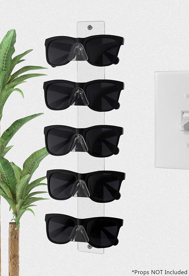 Marketing Holders 4 Pack Eyewear Holder 5 Pair Wall Mount with Hardware for Department Stores Optical Outlets Fashion Retailers Shopping Malls Clear Acrylic Rack