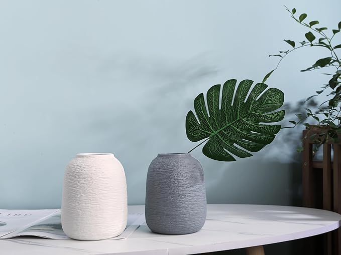Ceramic Vases, White Vases, Minimalist Vases, Home Decor Vases, Fits Everywhere, Also Gifts for Christmas, Independence Day and Other Holidays, 5.9 Inch. (White)