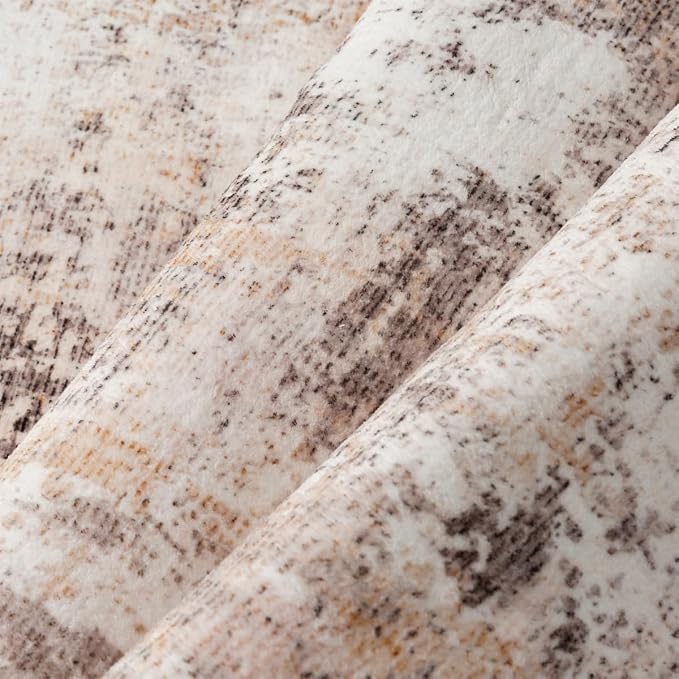 6x9 Washable Area Rug Beige Grey Abstract Non Slip Soft Medium Pile Rug for Living Room Bedroom Dining Room Office Neutral Modern Indoor Throw Carpet for Home Decor