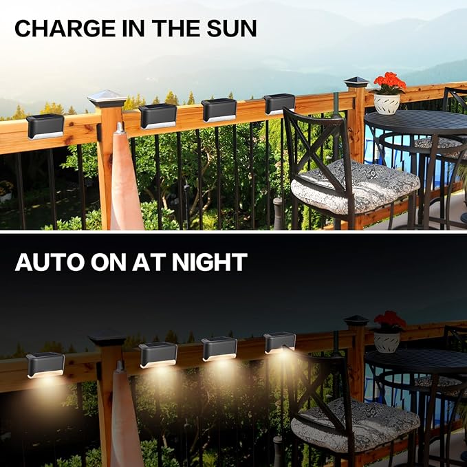 BKBB PPBB Solar Deck Lights Outdoor, 20 Pcs Solar Step Lights, Waterproof LED Solar Lights for Outdoor Stairs, Step, Fence, Yard, Patio, Railing, Garden and Pathway