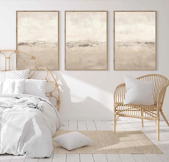 Baccone Beige Abstract Wall Art Set of 3 Neutral Canvas Wall Art Prints Boho Abstract Picture Modern Abstract Art Wall Decor Minimalist Artwork for Living Room Beroom Decor 24x36 Inch Unframed