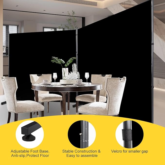 Room Divider 6FT 2 Panel Privacy Screen, 142'' Wide Fabric Indoor Room Divider Wall Divider for Room Separation, Portable Room Partitions and Dividers Freestanding Temporary Wall Room Separators