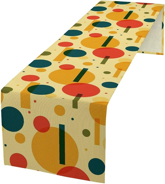 Mid Century Boho Table Runner Modern Colorful Geometric Rustic Farmhouse Dining Table Ruuner Decoration for Kitchen Dining Room 13x120in