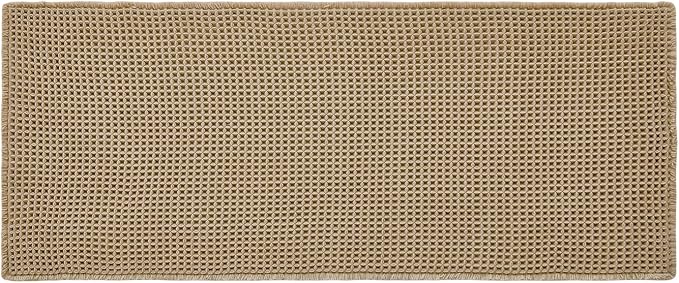 Triohero Waffle Runner Bath Mat - Long Bathroom Rugs Non Slip Washable, Ultra Soft Super Absorbent Quick Dry Boho Farmhouse Bathroom Decor, 24" x 60"', Khaki