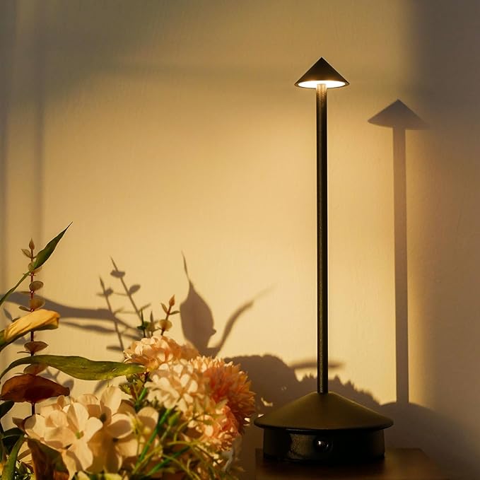 2 Pack Cordless LED Table Lamp, Rechargeable 5200mAH Battery Operated Lamp for Decor, 3 Color Stepless Dimming Desk Lamps, for Restaurant, Bedroom, Outdoor Camping, Coffee Shop, Night Light