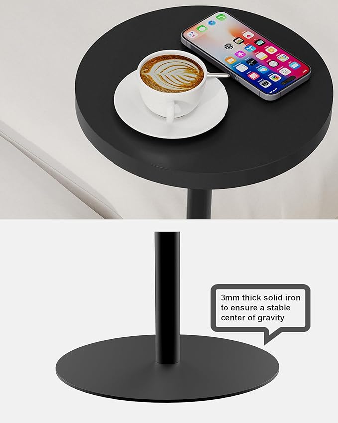 TUTOTAK Tall Round Side Table, Small End Table, Drink Table, Pedestal Side Table, livingroom, Black TB01BK096