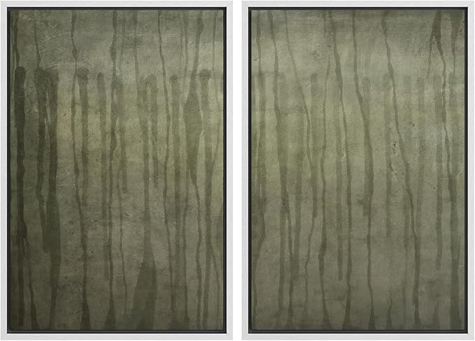 SIGNWIN Framed Wall Art Print Set Muted Green Abstract Forest Photography Modern Art Rustic Relax/Calm Multicolor for Living Room, Bedroom, Office - 24"x36"x2 WHITE