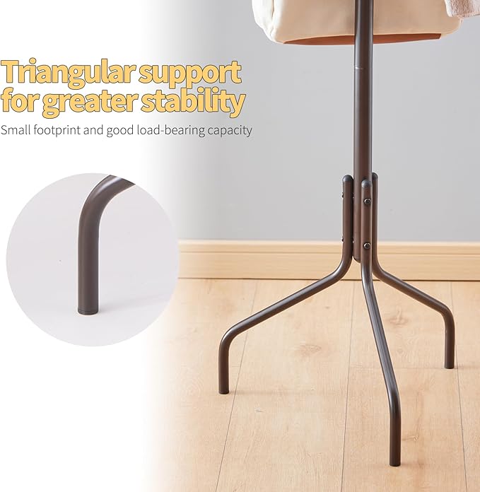 Coat Rack Freestanding,hat and coat rack stand for entryway,Living Room,Bedroom,Metal coat tree with12 Hooks and 3 Legs (Brown)