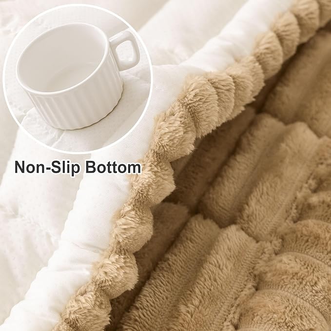 hyha Couch Cover for Dogs Washable, Non Slip Thick Flannel Sofa Protector, Pet Friendly Plush Furniture Cover for Sectional Sofa & Loveseat (Camel, 35.4" x 70.9")