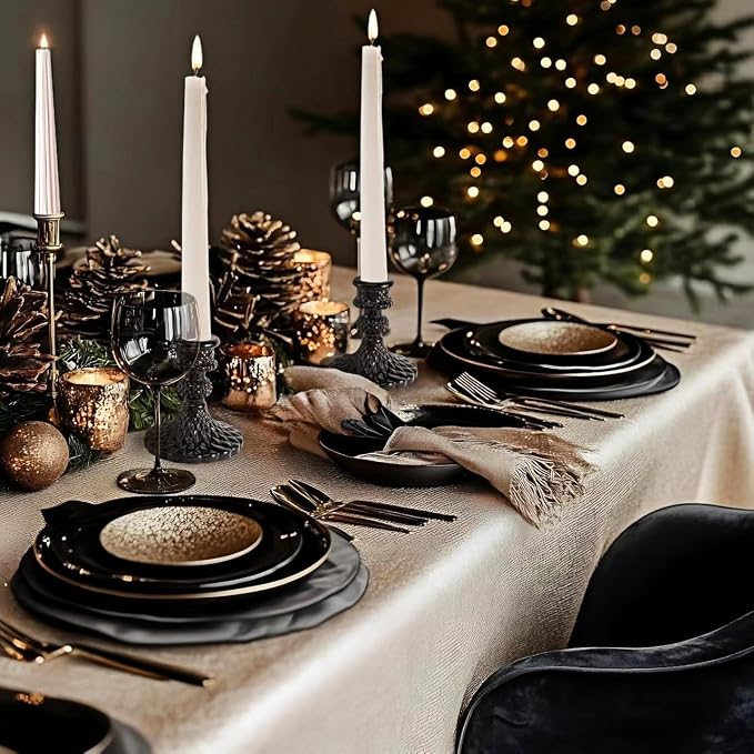 Glass Candlestick Holder,Striped Taper Candle Holders,Set of 6 Candle Stand for Table Centerpieces, Home Decor,Weddings,Festival and Parties (Black Diamond)