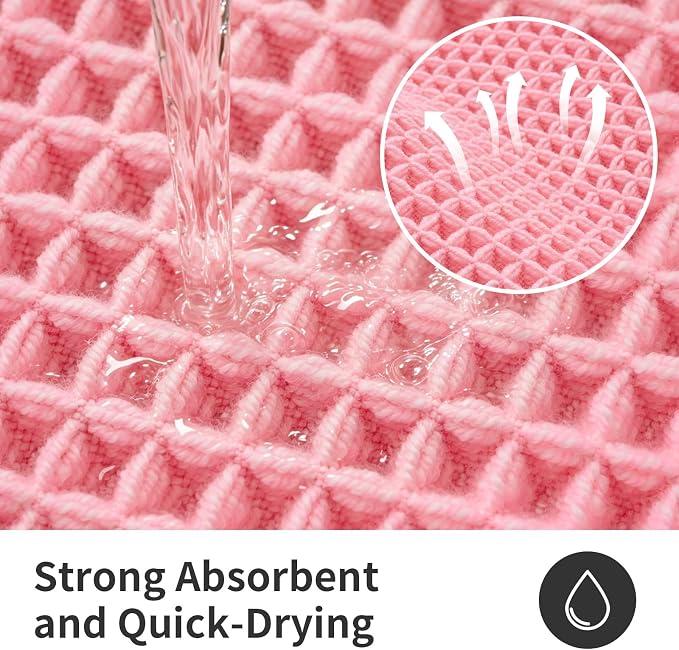 ILANGO Upgraded Waffle Bathroom Runner Rugs,Super Absorbent Boho Non Slip Bathroom Mats Quick Dry,Ultra Soft Machine Washable Mat with Tassels for Hallway,24x54,Pink