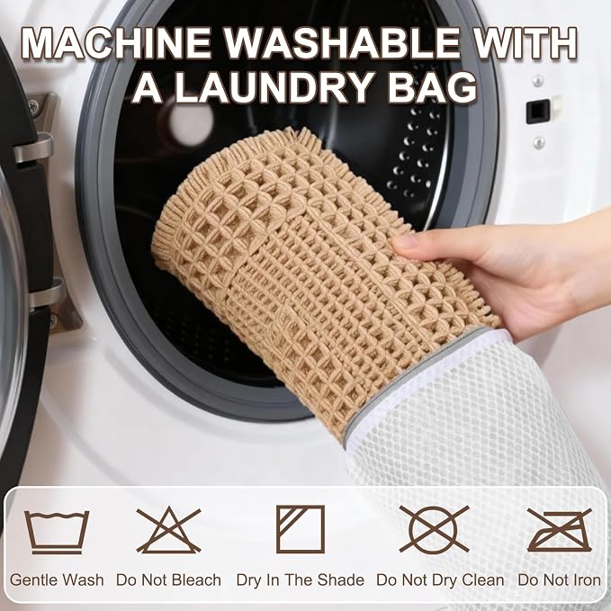 Hiasan Waffle Bath Mat, Super Absorbent Non Slip Bathroom Boho Rug with Tassels, Machine Washable Bath Mats for Bathroom, Ultra Soft Rubber Backed Rug, Loop-Brown, 20 x 32 Inches
