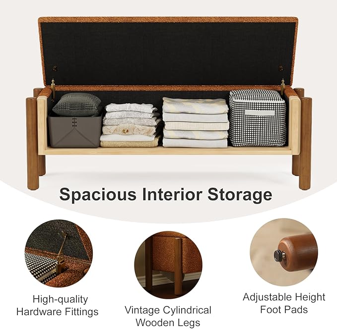 Storage Ottoman Bench, End of Bed Bench for Bedroom