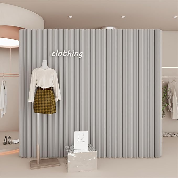 Portable Paper Room Divider Wall, Enterprise Office Retractable Temporary Partition Wall, Indoor Folding Rooling Privacy Screen for Room Separation, Grey