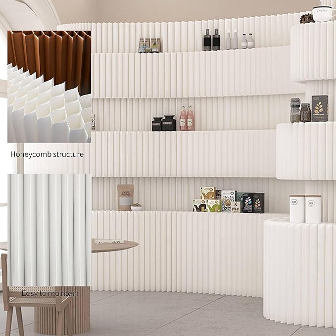 Paper Room Divider Screen Folding Adjustable Privacy Partition for Home & Office Portable Decorative Wall Divider for Dorm, Studio, Exhibition, Store or Room Separation 6.56 ft-16.41 ft-1.71 ft