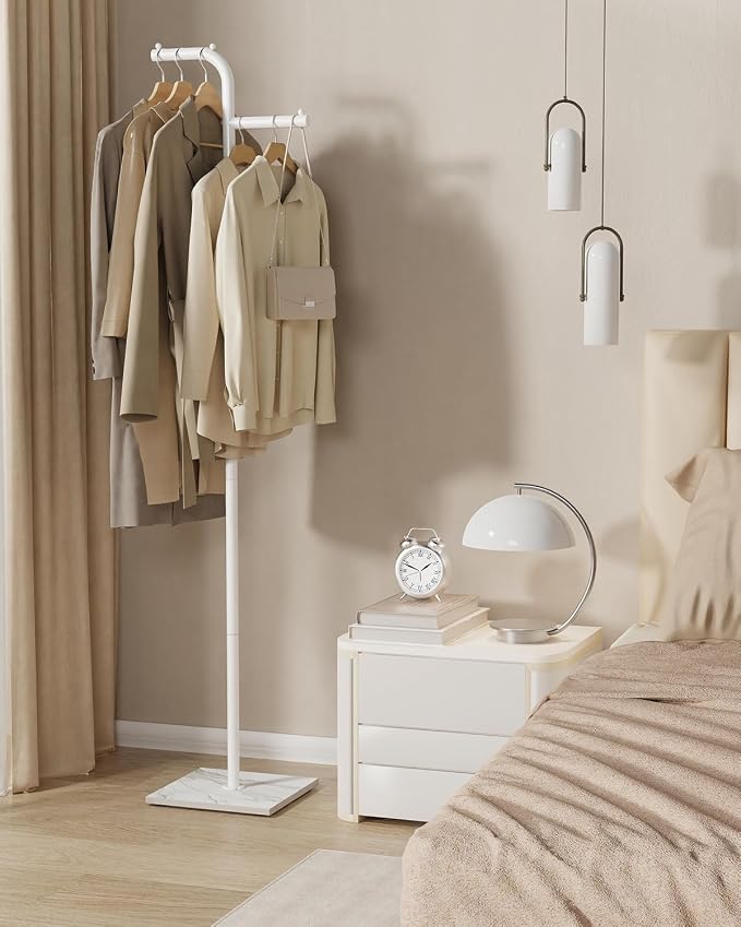 Coat Rack Freestanding, Modern Clothes Hanger Stand with Rock Slab Base, Heavy-duty Metal Tree for Boutiques, Hallway, Entryway, 68.9 Inches High, Black, GYJ012B