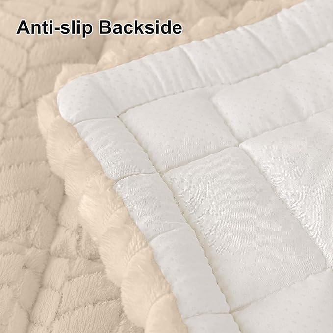 Smiry Non Slip Couch Covers for Dogs, Fuzzy Pet Couch Covers for 2-3 Cushion Sofa Pet Friendly, Soft Sofa Slipcovers Cushion Furniture Protector Washable (Apricot, 27.6" x 59")