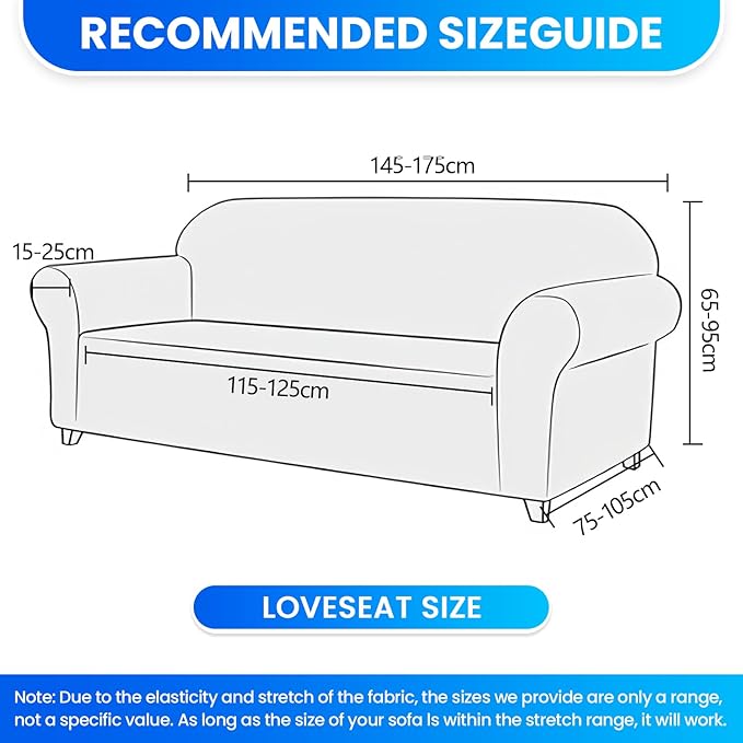 Stretch Sofa Slipcover 2 Cushion Couch Sofa Cover,55"-69" Non Slip Soft Couch Sofa Cover Washable Furniture Protector with Non Skid Foam and Elastic Bottom for Kids, Pets,Dark Gray