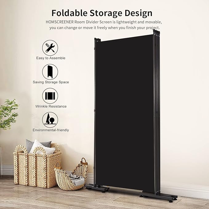 Room Divider 6FT Folding Privacy Screens, 4 Panel Partition Room Dividers w/Freestanding Design, Portable Wall Divider for Room Separtation, Fabric Screen Panel for Home Office Bedroom Dorm