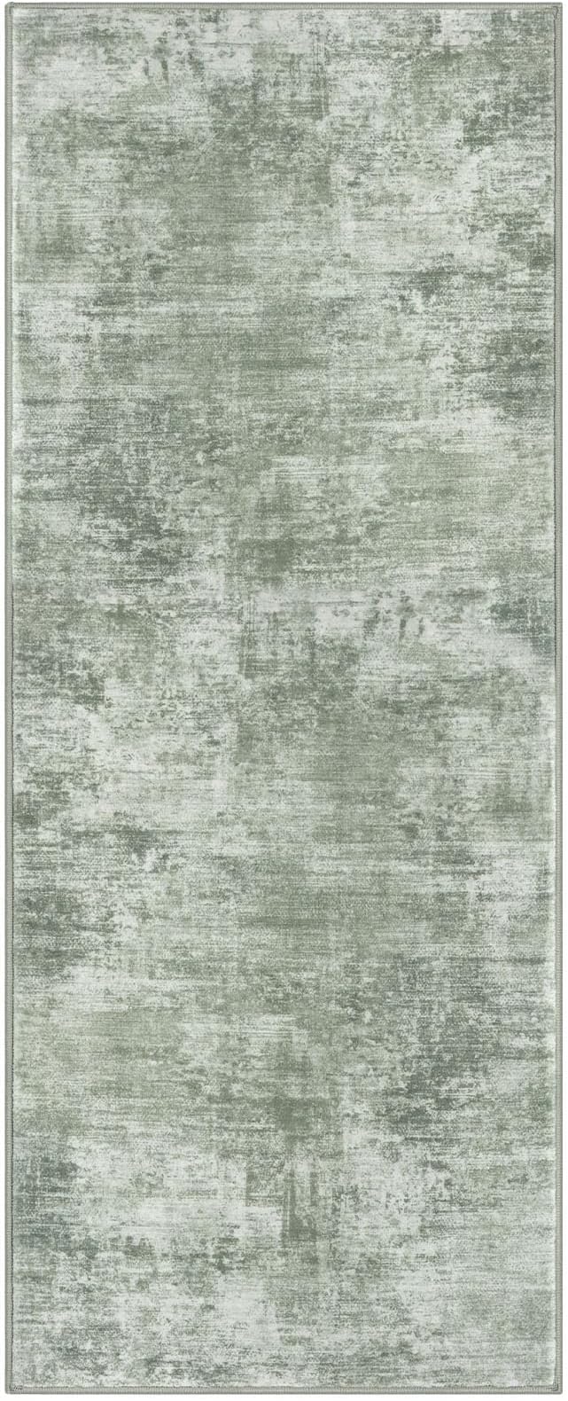 IOHOUZE Abstract Runner Rug 3x7 Ft Washable Runners for Hallways, Non Slip Kitchen Runner Printed Faux Wool Entryway Runner Indoor, Modern Abstract Floor Carpet for Hall Kitchen Bedroom, Sage Green