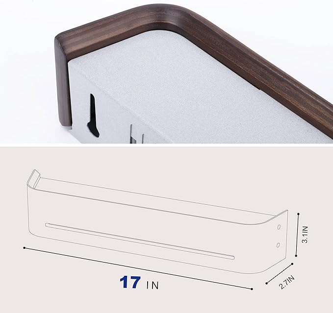 GEMAPOCO® Key Holder Wall Mount with 5 Retractable Hooks,17-Inch Finland-Designed Key Hanger with Shelf, Modern Coat Rack Wall Mount,Minimalist Space-Saving Entryway & Hallway Furniture - Walnut Brown