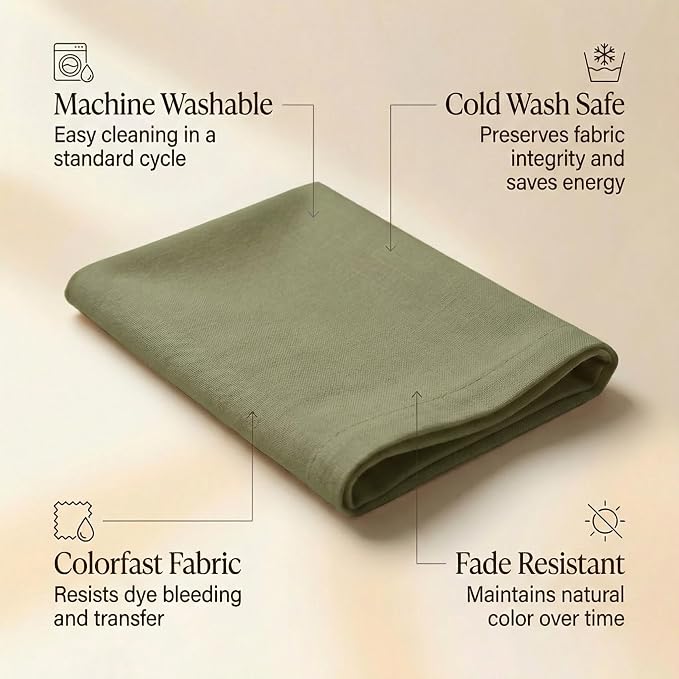 ACCENTHOME Accent Home 100% Cotton Napkins, Delicate Cloth Napkins for Dinners, Parties and Weddings，18 x 18 Inch Set of 12 - Olive Green