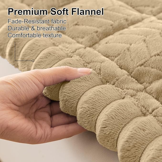Smiry Non Slip Couch Covers for Dogs, Fuzzy Pet Couch Covers for 2 Cushion Sofa Pet Friendly, Soft Sofa Loveseat Slipcovers Cushion Furniture Protector Washable (Khaki, 27.6" x 47")