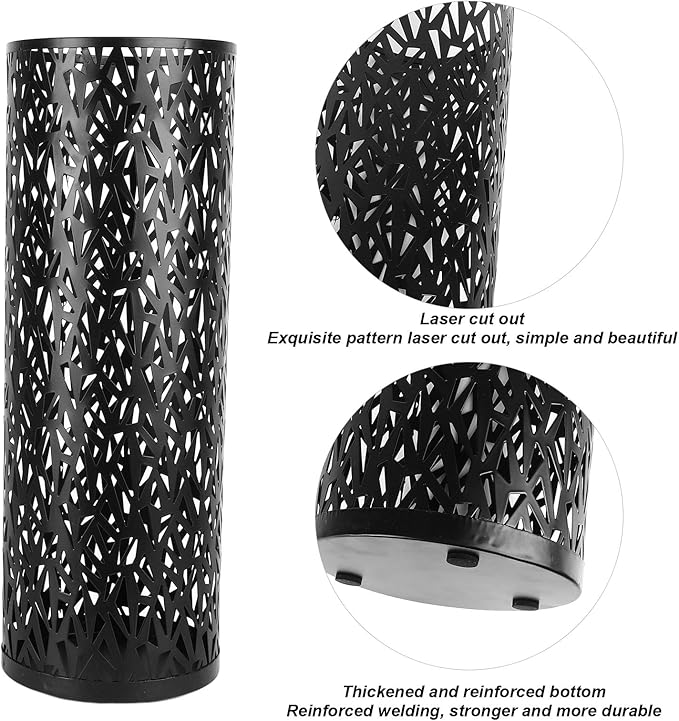 Umbrella Stand Rack for Entryway Metal Hollowed Freestanding Round Umbrella Holder Organizer Bin for Home Hotel Office Decor (Small)