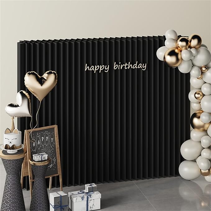 Paper Room Divider, Folding Black Privacy Screens, Decorative Enterprise Office Temporary Divider Wall,Indoor Folding Portable Partition Screen for Home Dorm Office Studio Exhibition Store