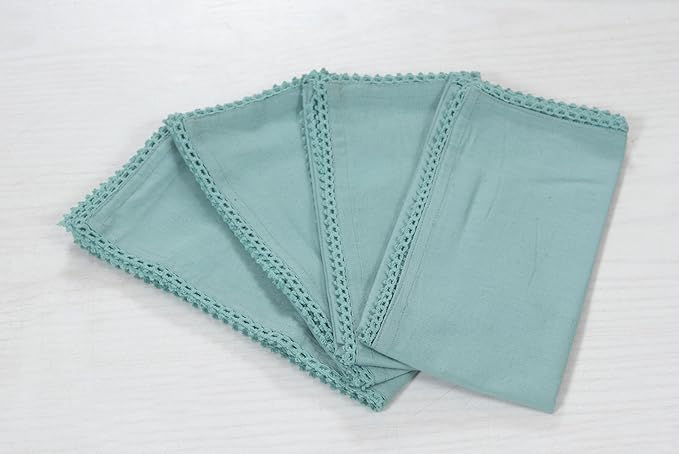ACCENTHOME Blue Cloth Napkins Set of 6 18x18 inch Cotton Dinner Napkins - Washable Soft Premium Hotel Quality Reusable Napkins Perfect Table Napkins for Family Dinners, Weddings & Everyday Use