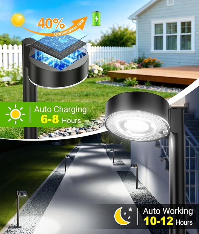 ELECLINK 12 Pack Solar Pathway Lights Outdoor, Solar Powered Landscape Path Light with Larger LED Lens, Brighter Up to 12 Hrs Waterproof Outdoor Solar Light for Yard Garden Walkway Driveway Sidewalk