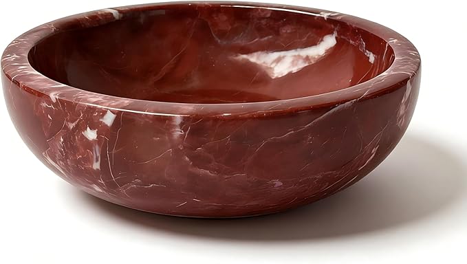 Small PurpleRed Decorative Marble Bowl, 5.9 inches,Natural Stone Round Bowl for Home Decor, Fruit, Nuts, Jewelry tray,Coffee Tables Centerpiece, Soap Serving (PurpleRed-small)