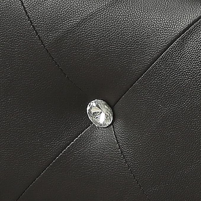AC Pacific Glam 38 Inches Storage Ottoman Bench for Entryway, Hallway, Living Room, and Bedroom, Upholstered Tufted Faux Leather Ottoman with Storage, Foot Rest and Organizer, Midnight