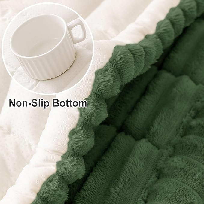 hyha Couch Cover for Dogs Washable, Non Slip Thick Flannel Sofa Protector, Pet Friendly Plush Furniture Cover for Sectional Sofa & Loveseat (Dark Green, 43" x 63")