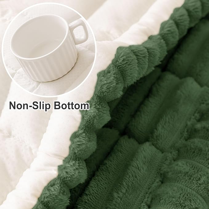 hyha Couch Cover for Dogs Washable, Non Slip Thick Flannel Sofa Protector, Pet Friendly Plush Furniture Cover for Sectional Sofa & Loveseat (Dark Green, 27.6" x 95")