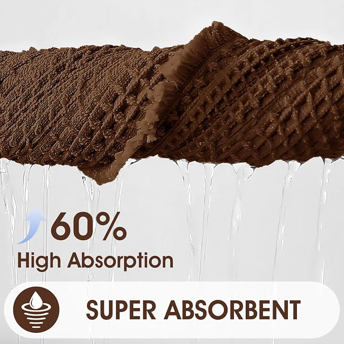 ACCUMTEK Upgraded Waffle Bath Mat, 36"x24" Brown, Super Absorbent Non-Slip Quick Dry Bathroom Rugs with Tassels, Machine Washable Ultra Soft Boho Bath Rugs for Floor, Toilet Mats Boho Farmhouse Decor