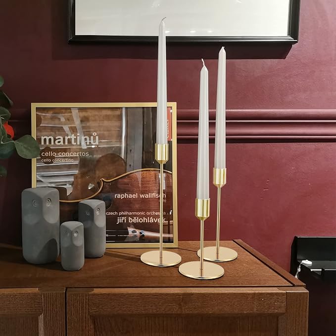 Gold Candle Holders Candlestick Holder for Taper Candles, Set of 6 Pcs Decorations Candle Stick Long Holder for Table Centerpieces, Wedding, Dinning, Anniversary, Party(Candles not Include)