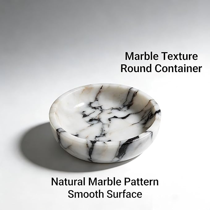 Large Decorative Marble Bowl, 7.87 inches,Natural Stone Round Bowl for Home Decor, Fruit, Nuts, Jewelry tray,Coffee Tables Centerpiece, Soap Serving (Calacatta-Viola white 7.87in)
