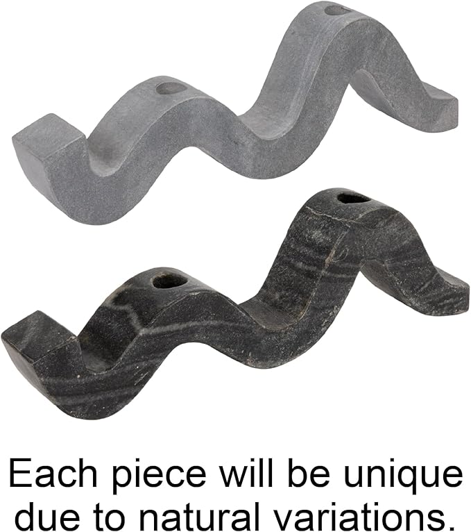 Bloomingville Marble Wave Double Taper Candle Holder, Grey