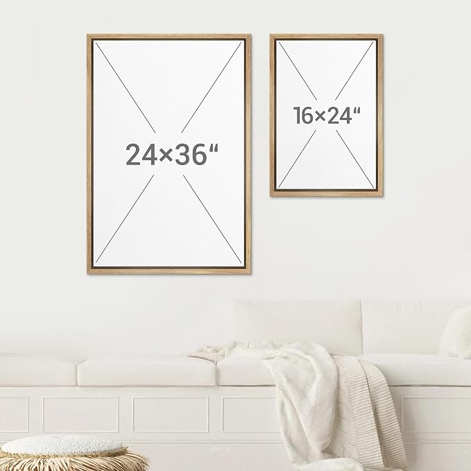 SIGNWIN Framed Canvas Print Wall Art Set Modern Black White Geometric Abstract Minimalist Illustrations Modern Art Minimal Boho Relax/Calm for Living Room, Bedroom, Office - 24"x36"x2 Natural